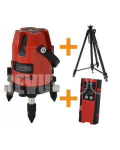 Futech PROMO MULTICROSS 5 SD RED kruislijnlaser met statief + ontvanger - Li-Ion - rood - 033.05R-P