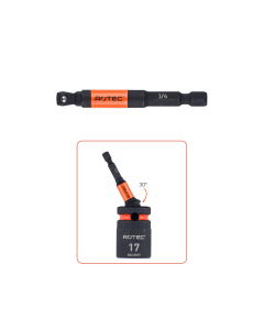 Rotec Impact adapter - hoek 30° - 1/4"-E6.3 > 1/4" 4-kant met kogel