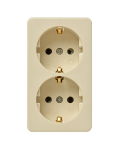 Kaiser Wandcontactdoos met randaarde - opbouw - 2-voudig - crème