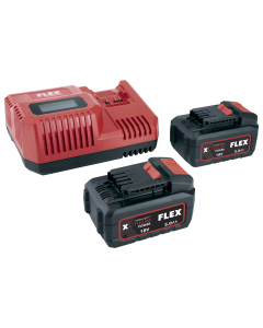 Flex P-Set 55 R Accupakket - 2x 18V, 5.0 Ah accu + snellader - 532739